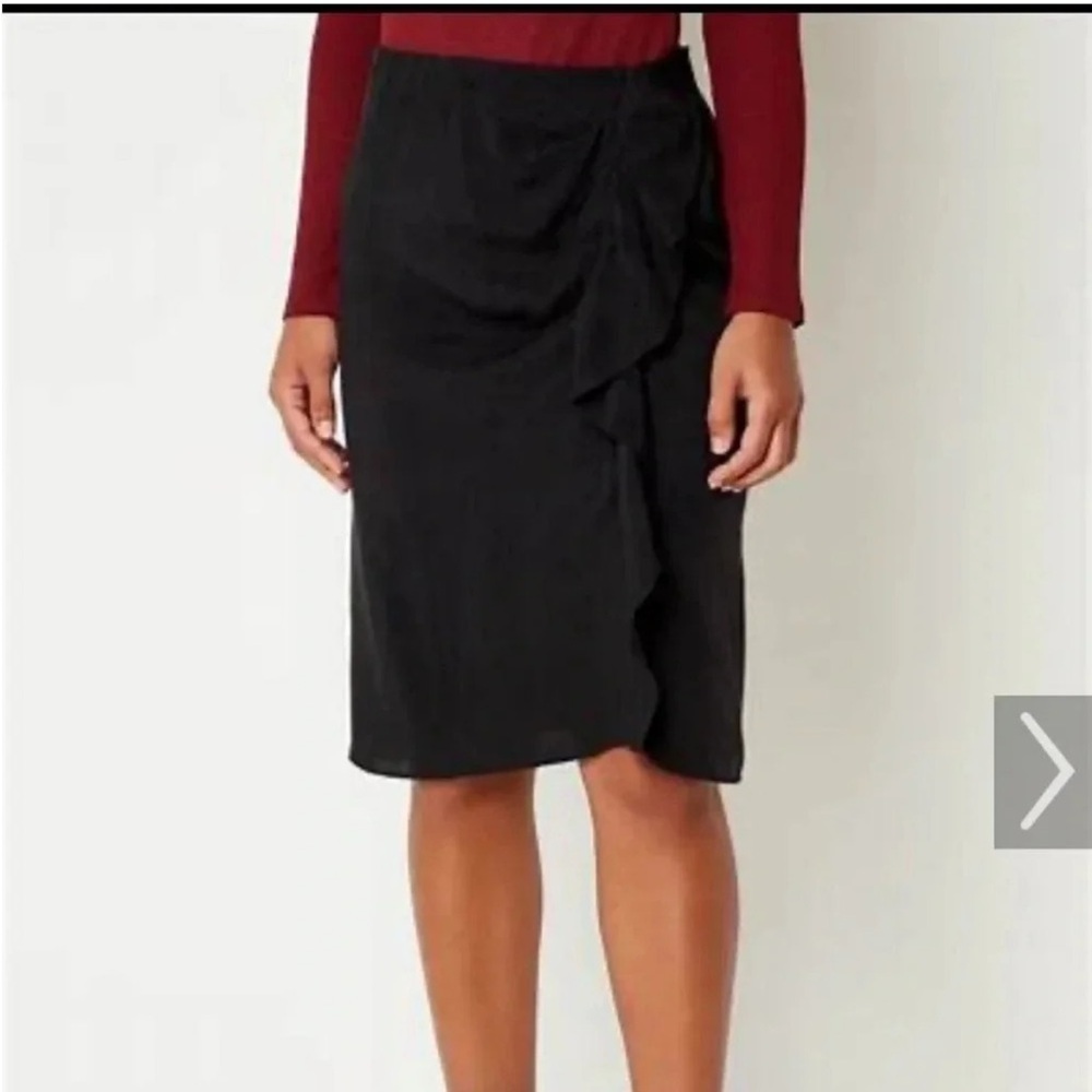 Ba&sh jupe anja black cupro ruffle midi skirt